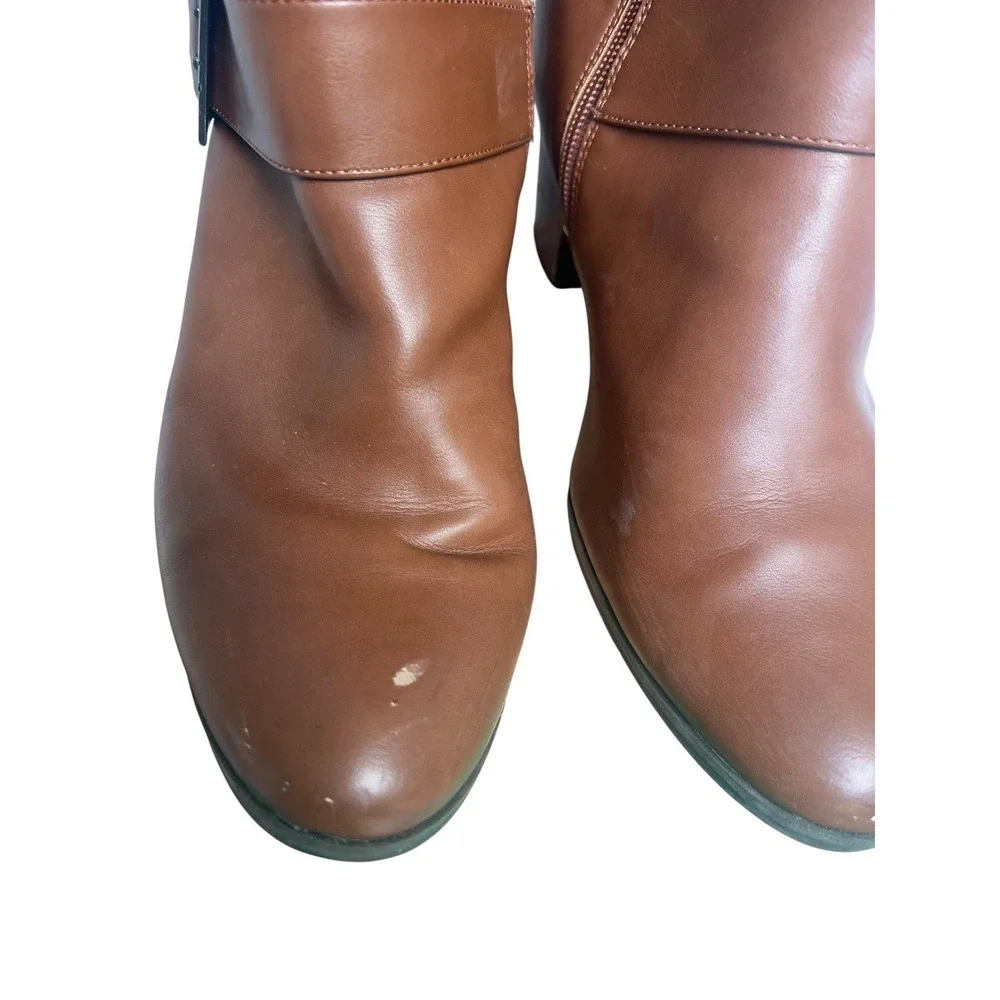 Aerosoles Chatroom Tall Knee High Riding Boots Brown Faux Leather Side Zip 11M